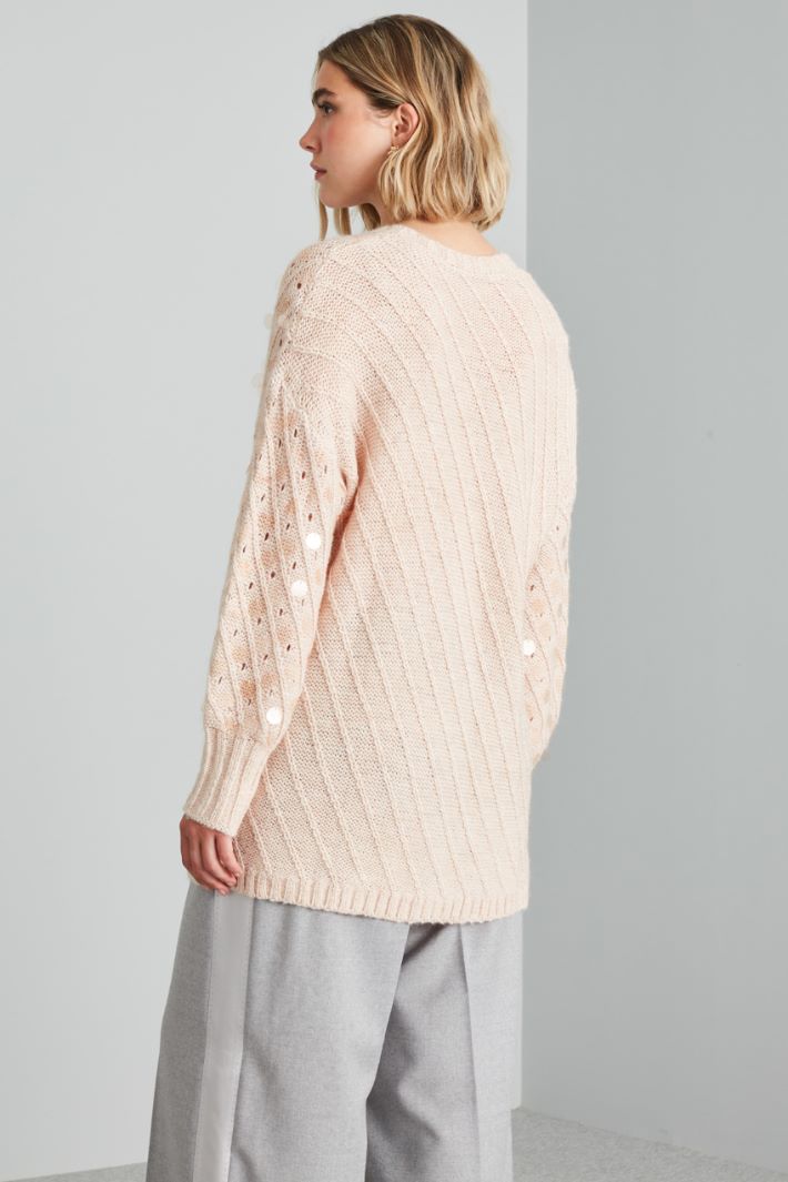 Cardigan con maxi paillettes - ROSA PALLIDO - Fashion Market - 4