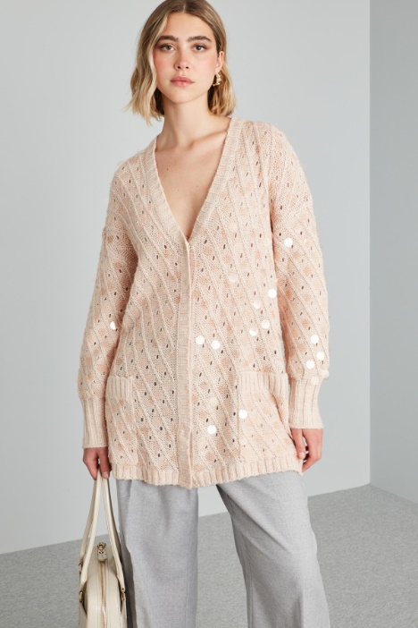 Cardigan con maxi paillettes - Fashion Market