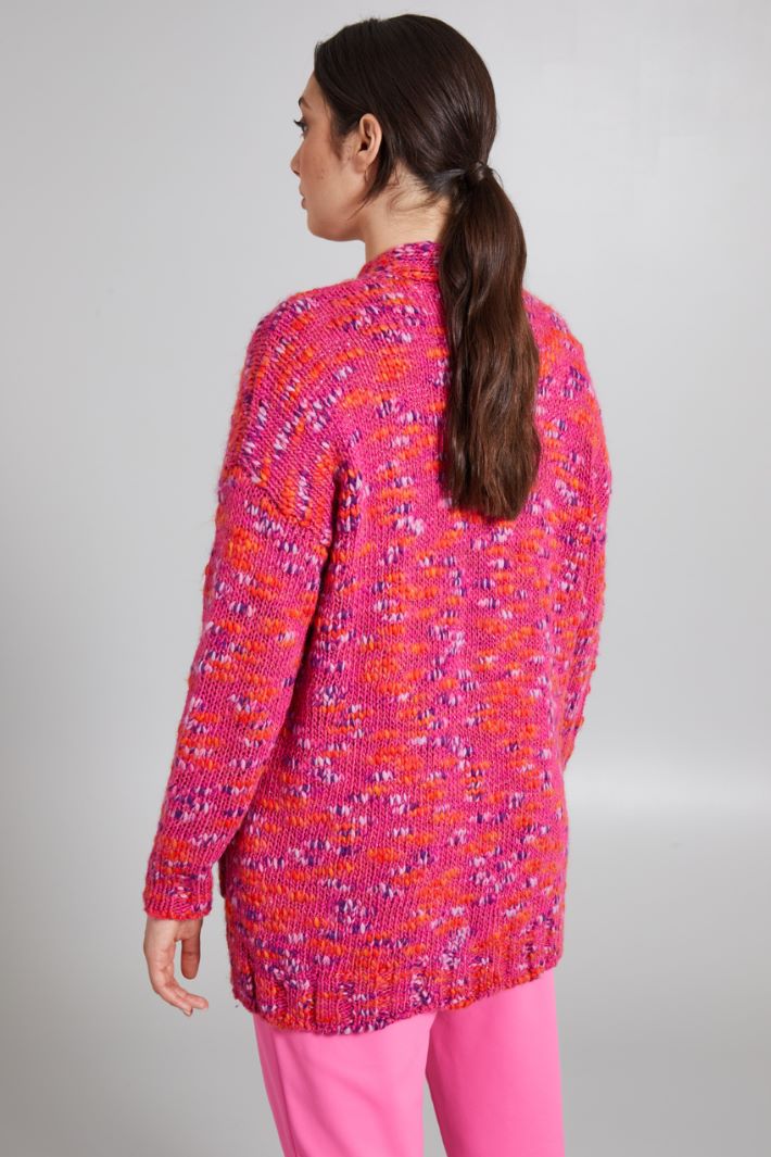 Cardigan in filato multicolor - FUXIA VIOLA ARANCIONE - Fashion Market - 4