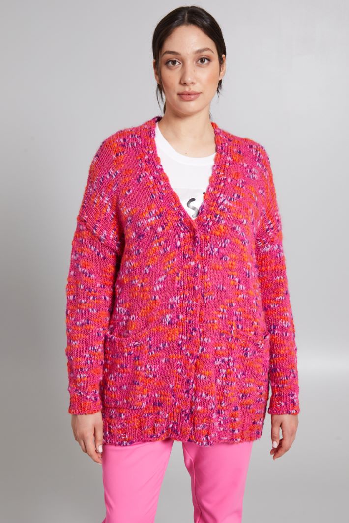 Cardigan in filato multicolor - FUXIA VIOLA ARANCIONE - Fashion Market - 2