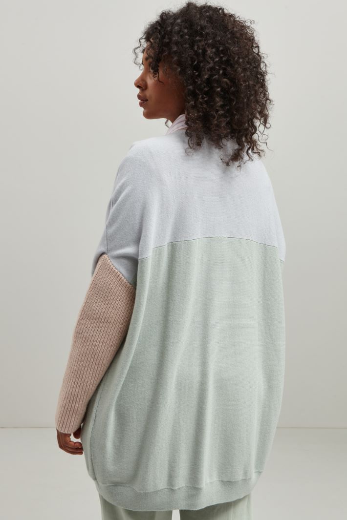 Cardigan in lana e cashmere - ROSA VERDE PASTELLO - Fashion Market - 4