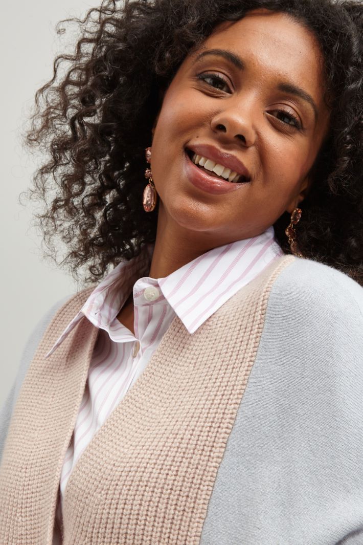 Cardigan in lana e cashmere - ROSA VERDE PASTELLO - Fashion Market - 3