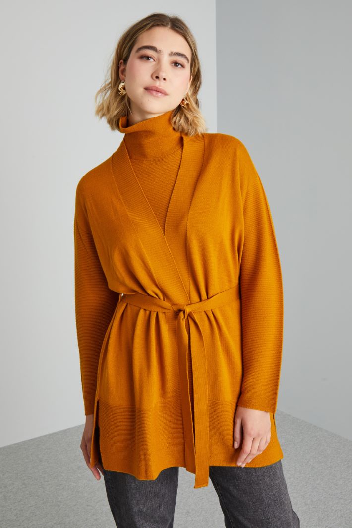 Cardigan morbido in misto lana - SENAPE - Fashion Market - 2