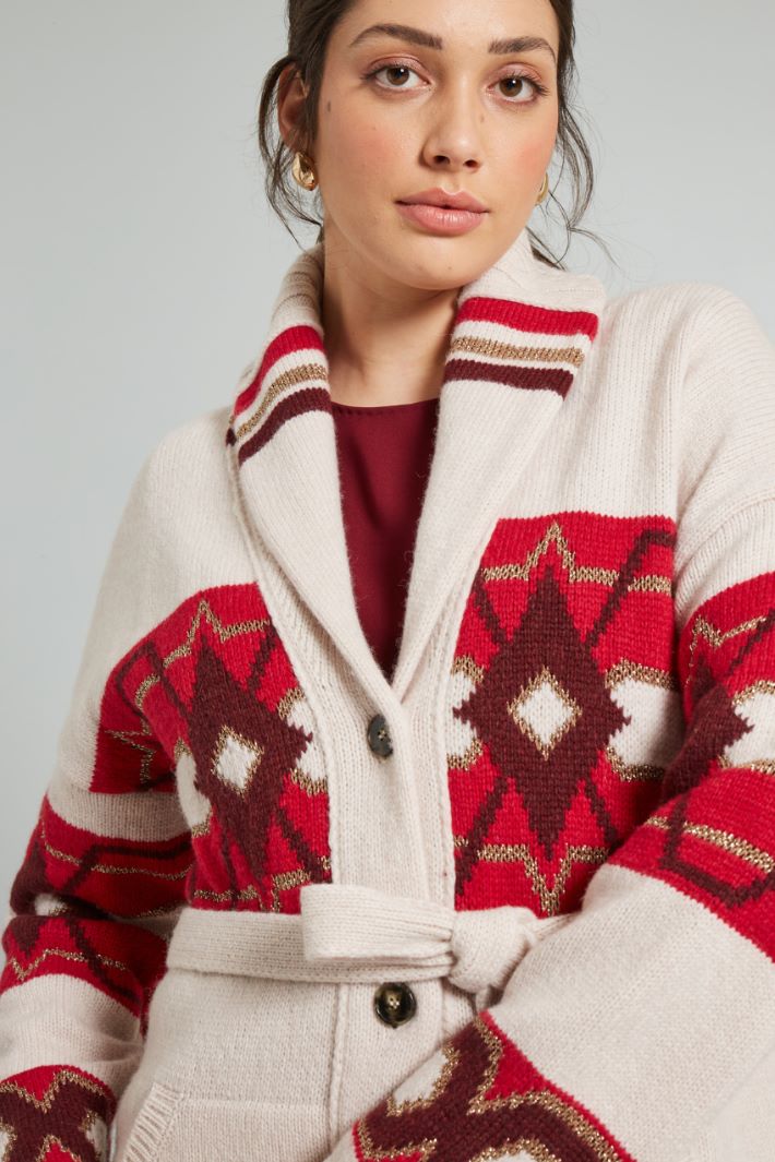 Cardigan in misto lana - BEIGE ROSSO - Fashion Market - 3
