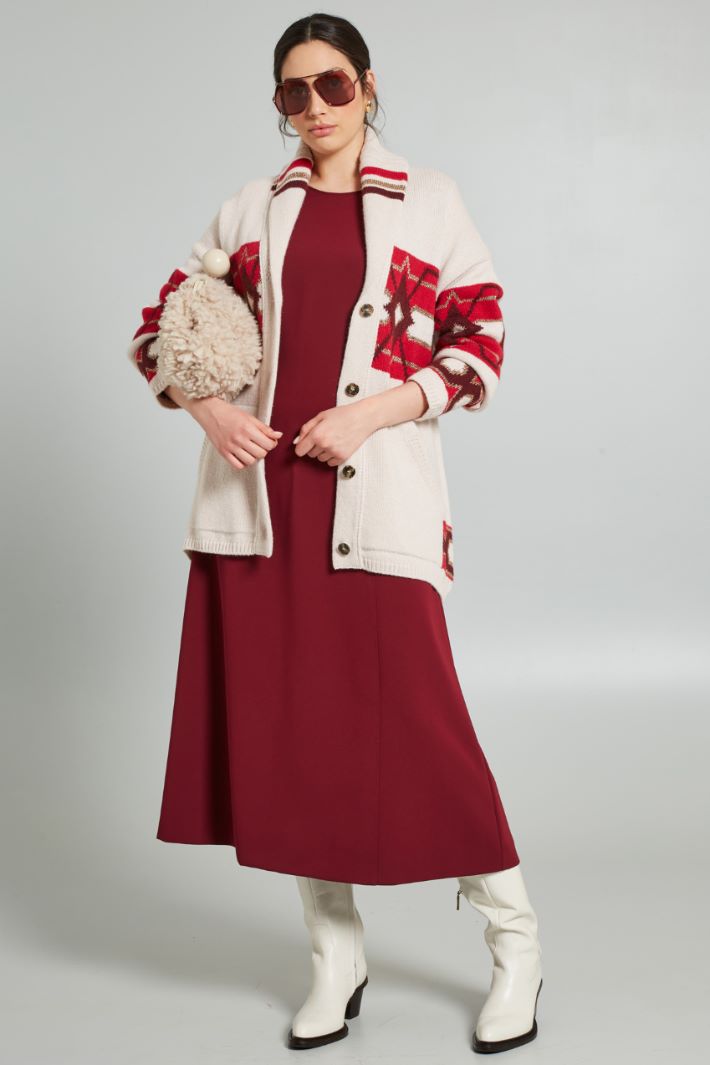 Cardigan in misto lana - BEIGE ROSSO - Fashion Market
