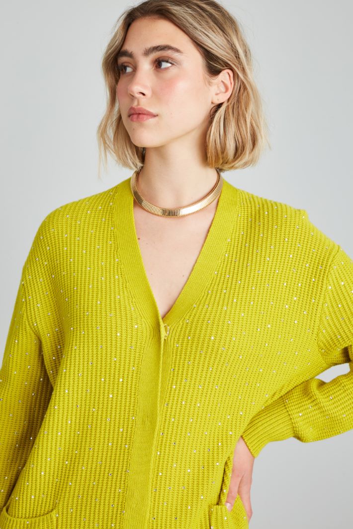 Cardigan in misto lana - VERDE ACIDO - Fashion Market - 3