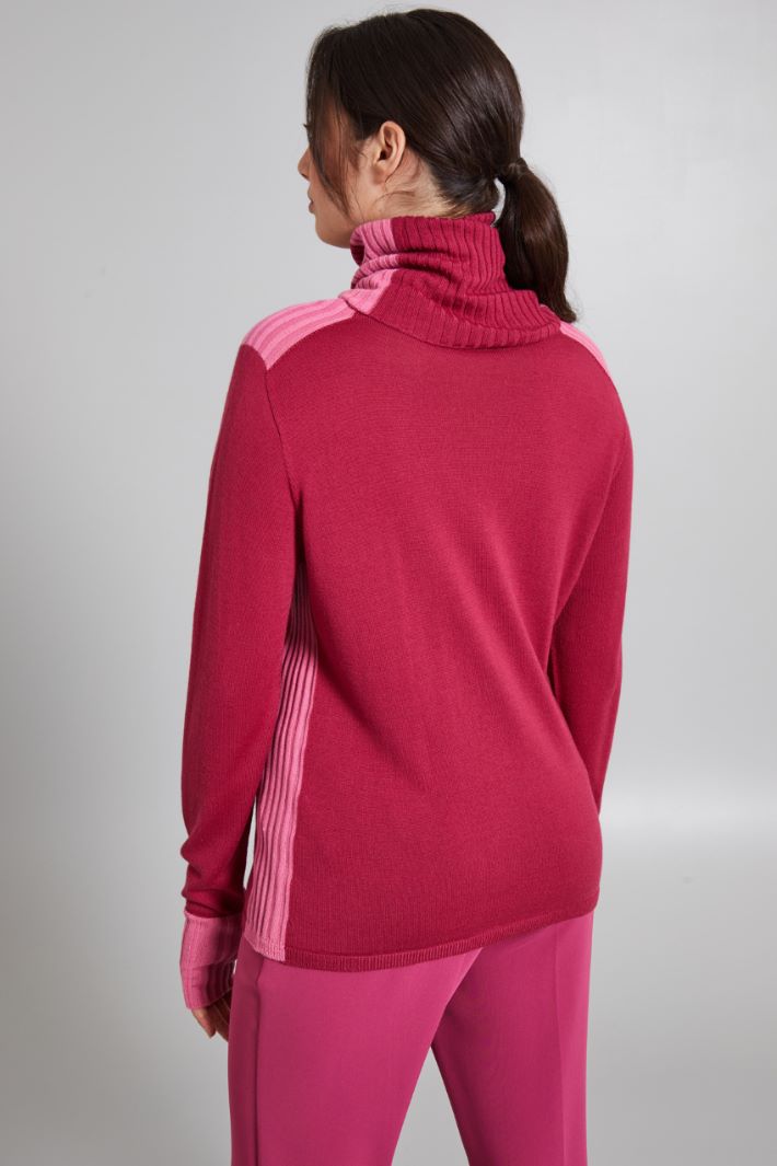 Maglia bicolor in misto lana - LAMPONE ROSA - Fashion Market - 4