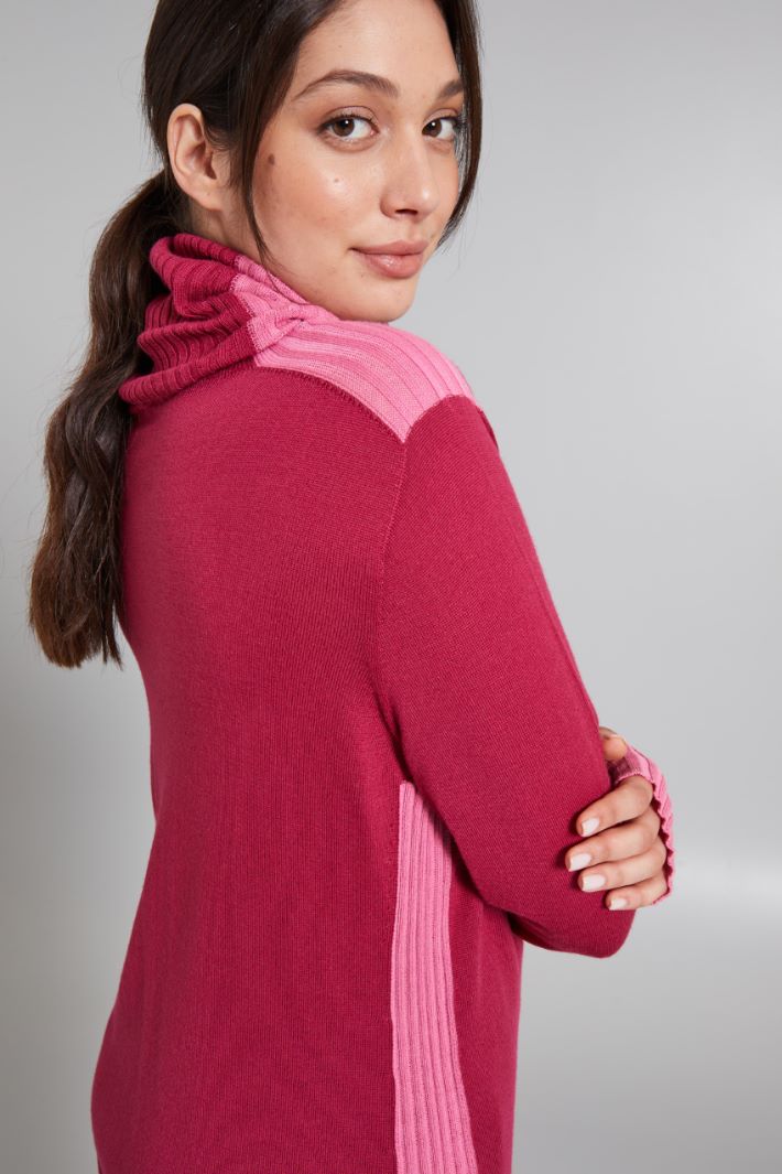 Maglia bicolor in misto lana - LAMPONE ROSA - Fashion Market - 3