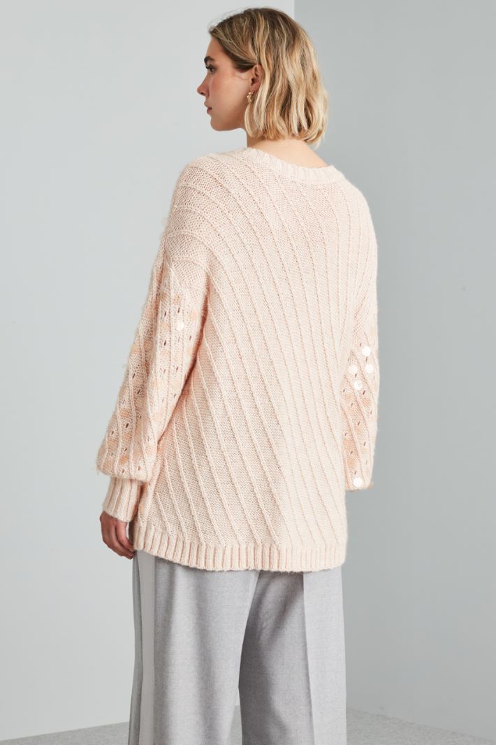 Maglia con maxi paillettes - ROSA PALLIDO - Fashion Market - 4