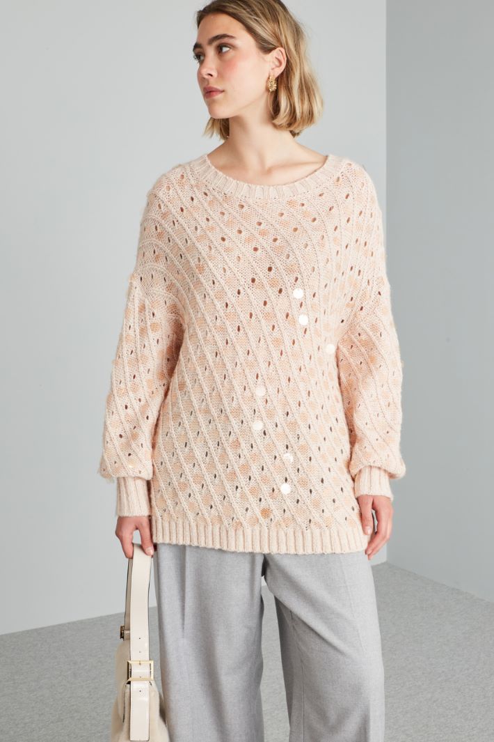 Maglia con maxi paillettes - ROSA PALLIDO - Fashion Market - 2