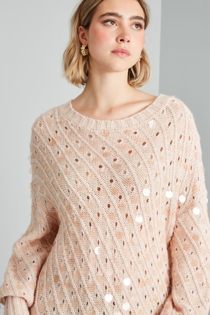 Maglia con maxi paillettes - ROSA PALLIDO - Fashion Market - 3