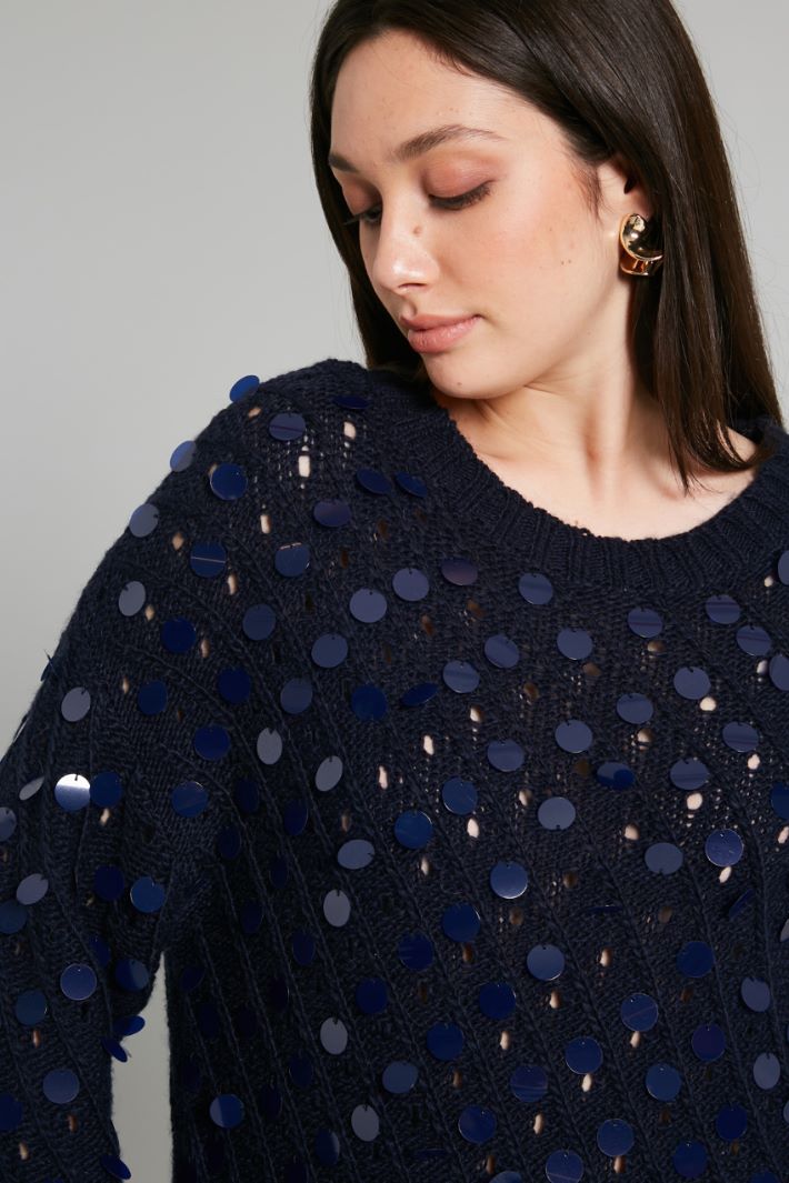 Maglia con maxi paillettes - BLU NOTTE - Fashion Market - 3