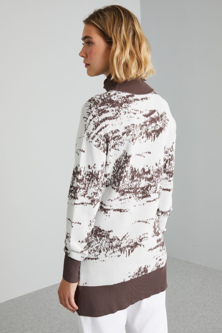 Maglia in viscosa jacquard - MARRONE BIANCO - Fashion Market - 4