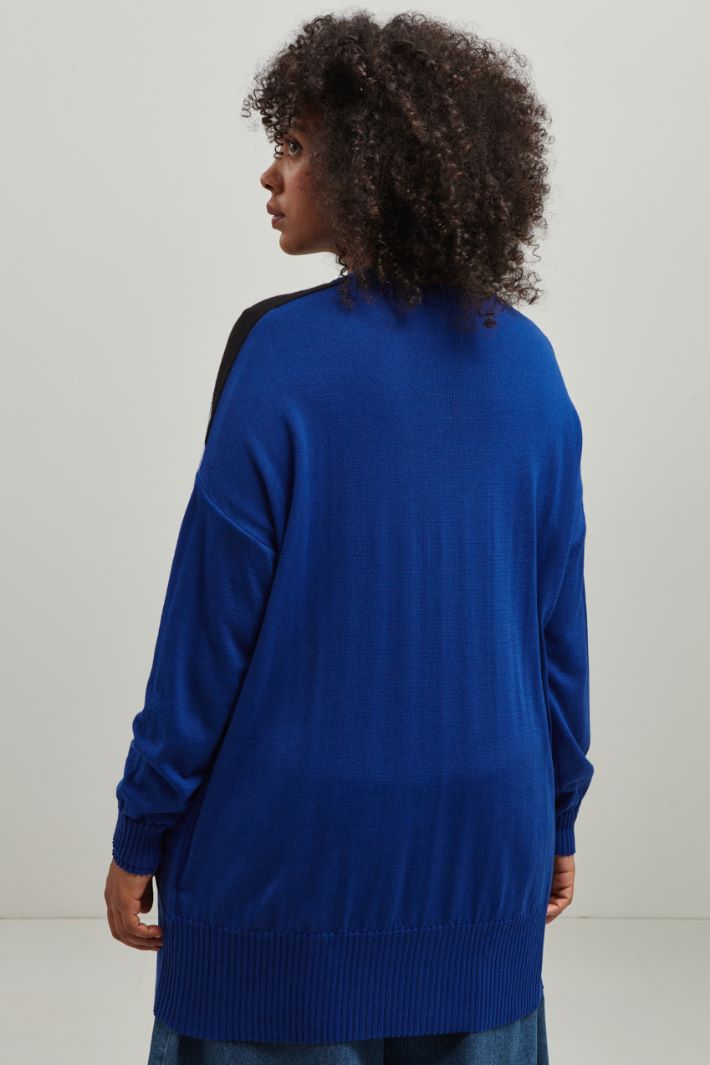 Maglia in lana con intarsi - BLU NERO BIANCO - Fashion Market - 4