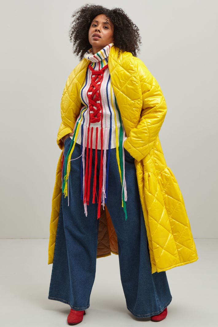 Maglia con frange - BIANCO ROSSO GIALLO - Fashion Market
