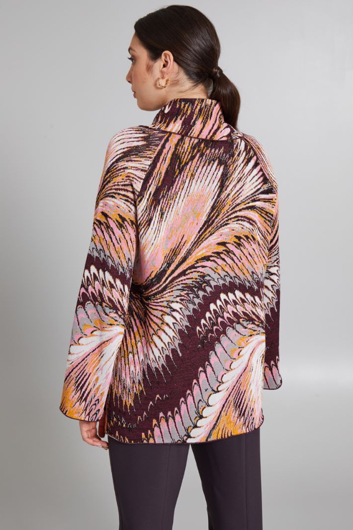 Maglia svasata jacquard - BORGOGNA ROSA ARANCIONE - Fashion Market - 4