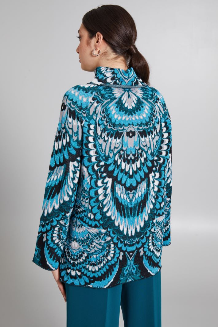 Maglia svasata jacquard - VERDE NERO - Fashion Market - 4