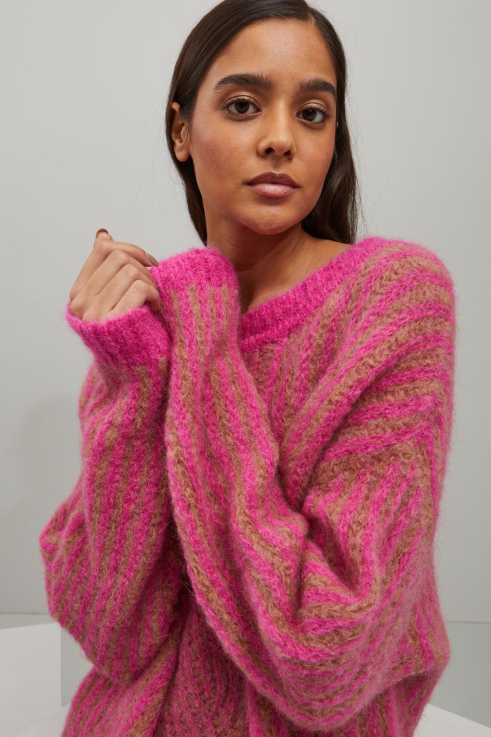 Maglia in alpaca e mohair - FUCSIA CAMMELLO - Fashion Market - 3