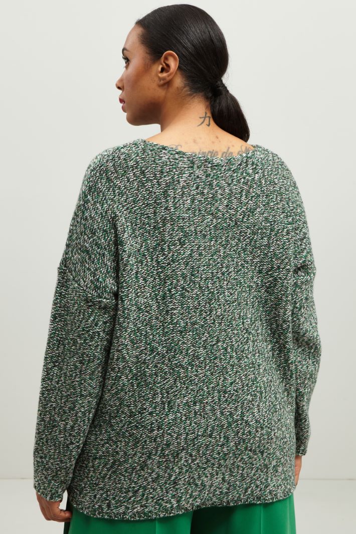 Maglia in lana e cashmere - VERDE BIANCO BEIGE - Fashion Market - 4