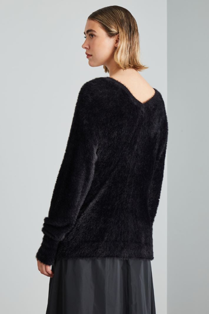 Maglia in filato garzato - NERO - Fashion Market - 4