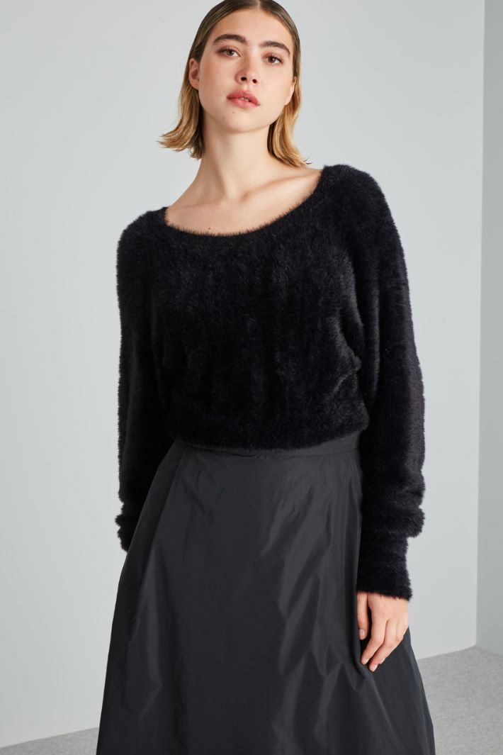 Maglia in filato garzato - NERO - Fashion Market - 2