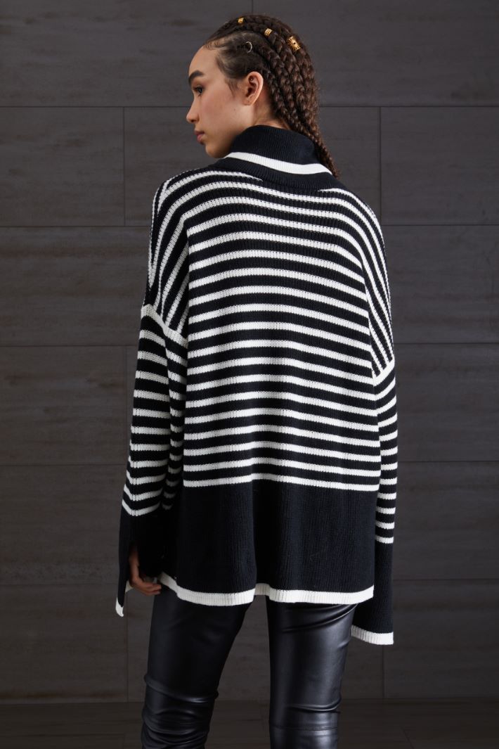Maglia in cotone e lana - NERO BIANCO - Fashion Market - 4