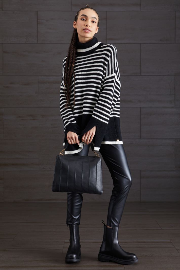 Maglia in cotone e lana - NERO BIANCO - Fashion Market