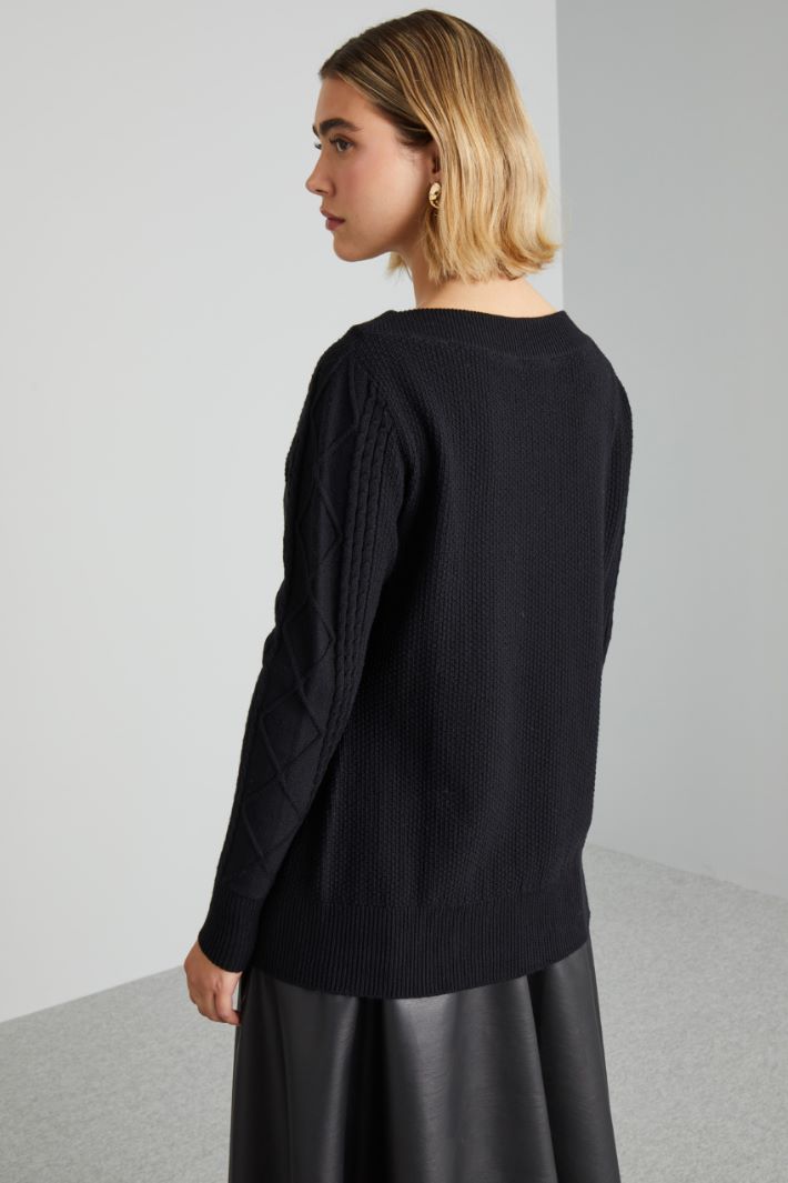 Maglia con scollo a barchetta - NERO - Fashion Market - 4
