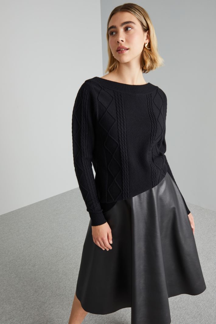 Maglia con scollo a barchetta - NERO - Fashion Market - 2