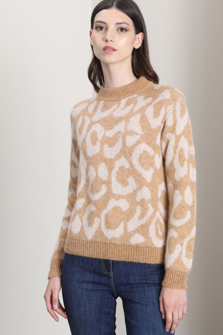 Maglia jacquard in alpaca - CAMMELLO - Fashion Market