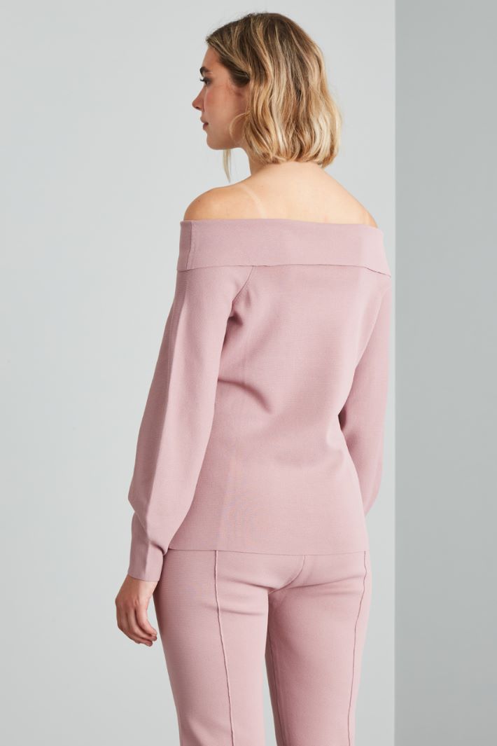 Maglia off shoulder in viscosa - ROSA ANTICO - Fashion Market - 4