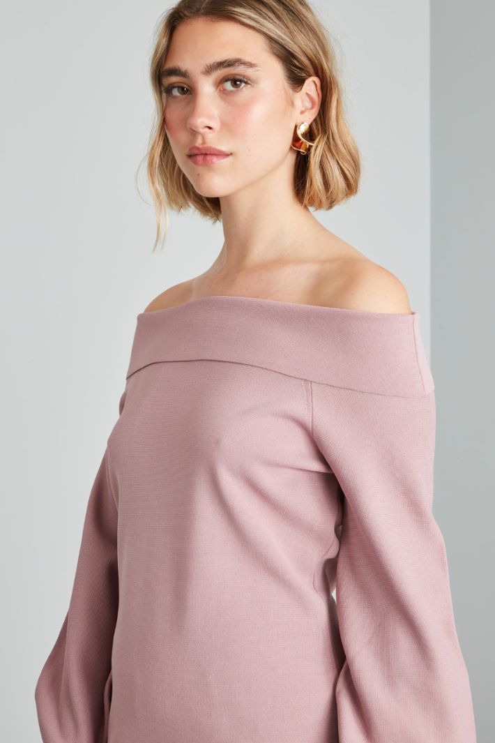 Maglia off shoulder in viscosa - ROSA ANTICO - Fashion Market - 3