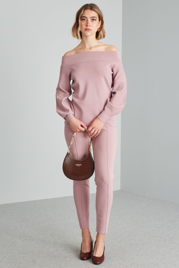 Maglia off shoulder in viscosa - ROSA ANTICO - Fashion Market