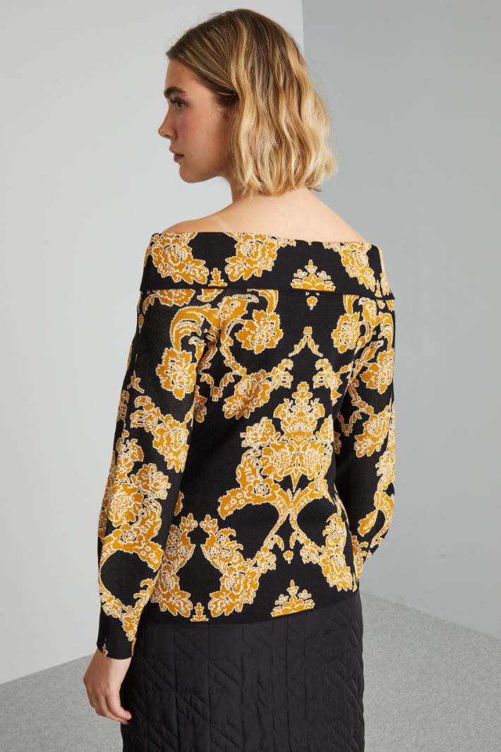 Maglia off shoulder in viscosa - NERO SENAPE - Fashion Market - 4