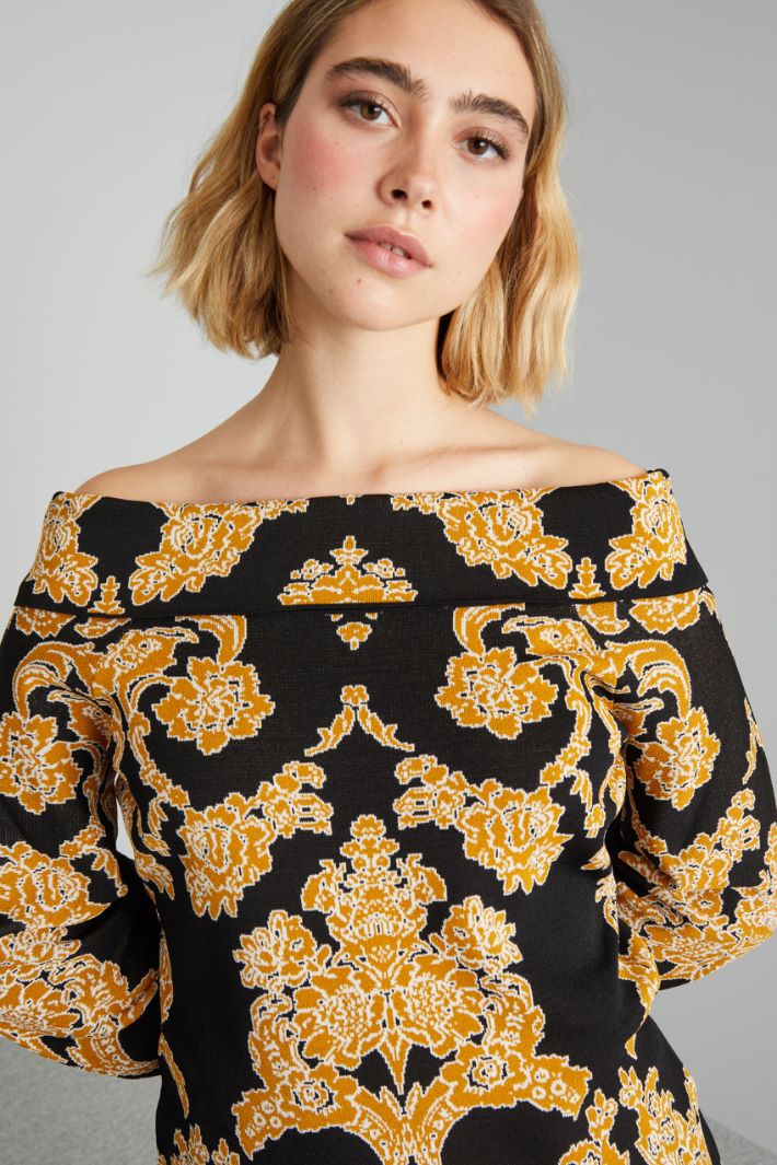Maglia off shoulder in viscosa - NERO SENAPE - Fashion Market - 3