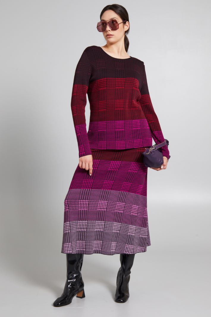Maglia sfiancata jacquard - FUXIA NERO - Fashion Market