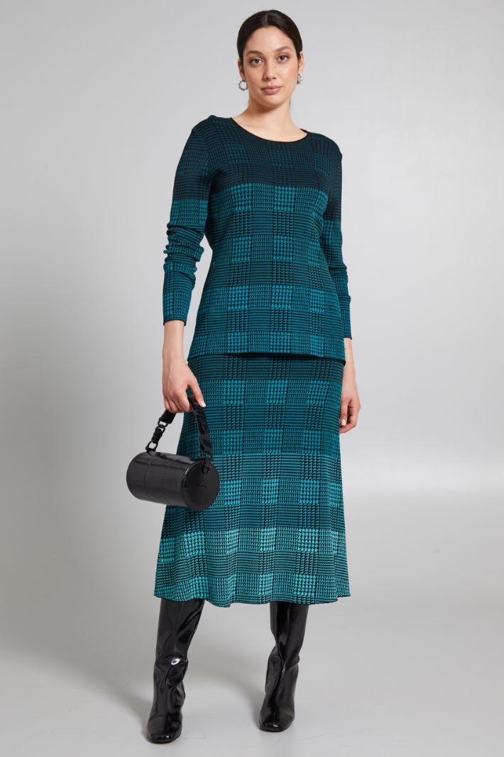 Maglia sfiancata jacquard - VERDE NERO - Fashion Market