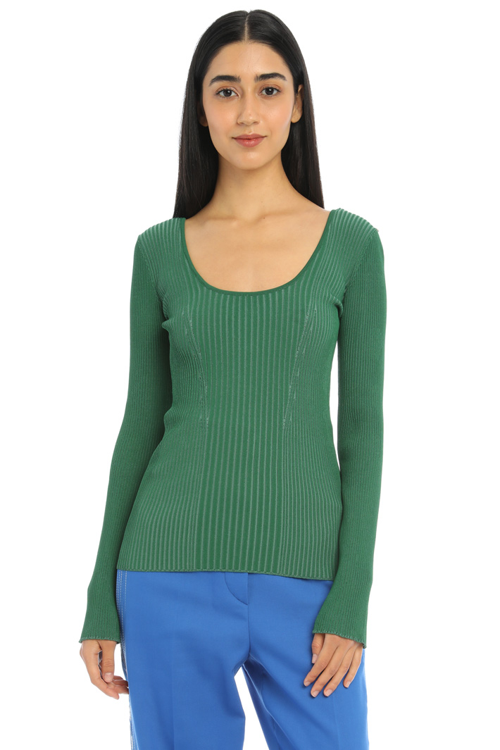 Maglia con scollo ampio - VERDE SMERALDO - Fashion Market - 4