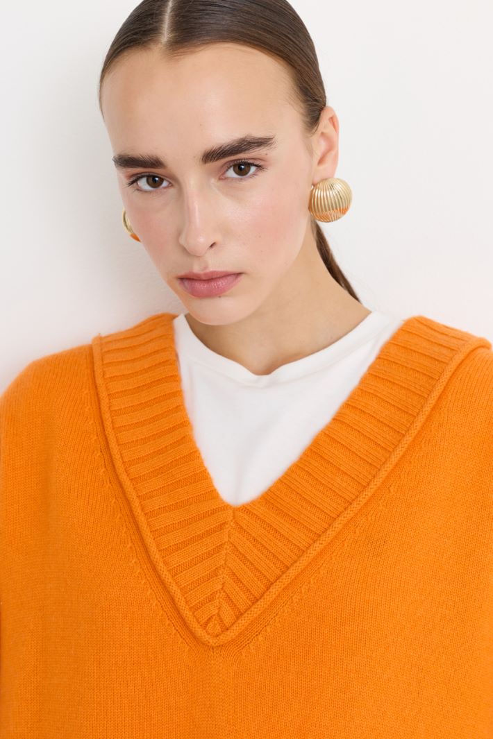 Maglia a uovo in lana e cashmere - ARANCIONE - Fashion Market - 3