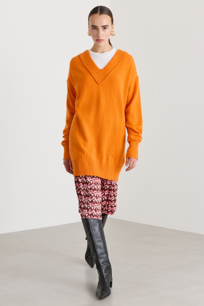 Maglia a uovo in lana e cashmere - ARANCIONE - Fashion Market