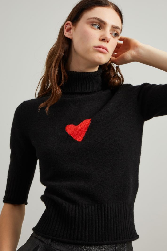 Maglia in puro cashmere - NERO ROSSO - Fashion Market - 3