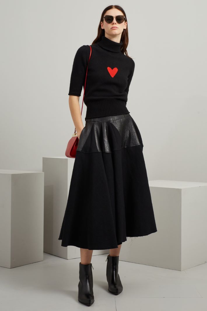 Maglia in puro cashmere - NERO ROSSO - Fashion Market