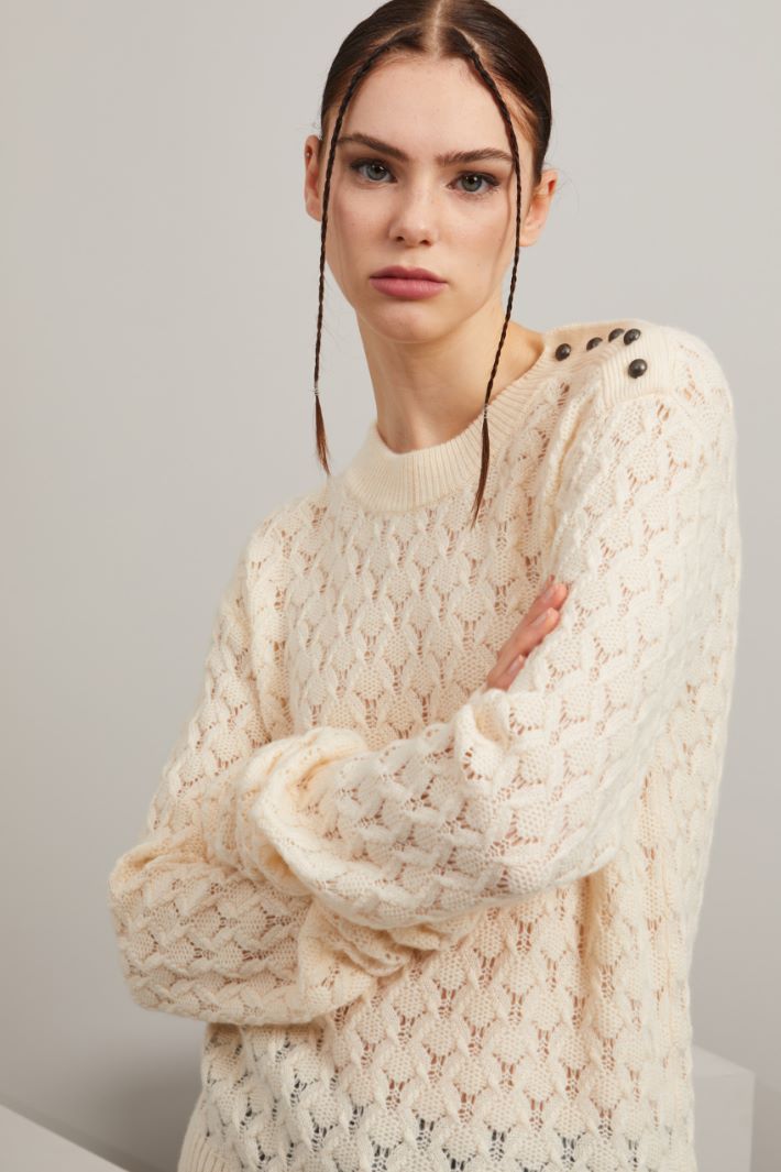 Maglia traforata - BIANCO LATTE - Fashion Market - 3