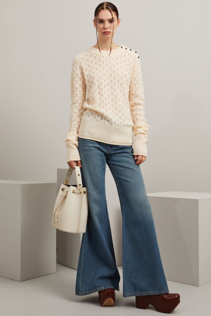 Maglia traforata - BIANCO LATTE - Fashion Market
