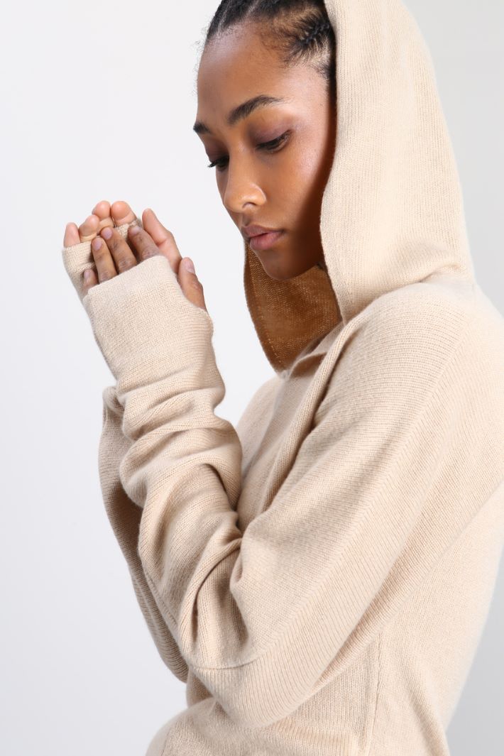 Maglia con cappuccio - SABBIA - Fashion Market - 4