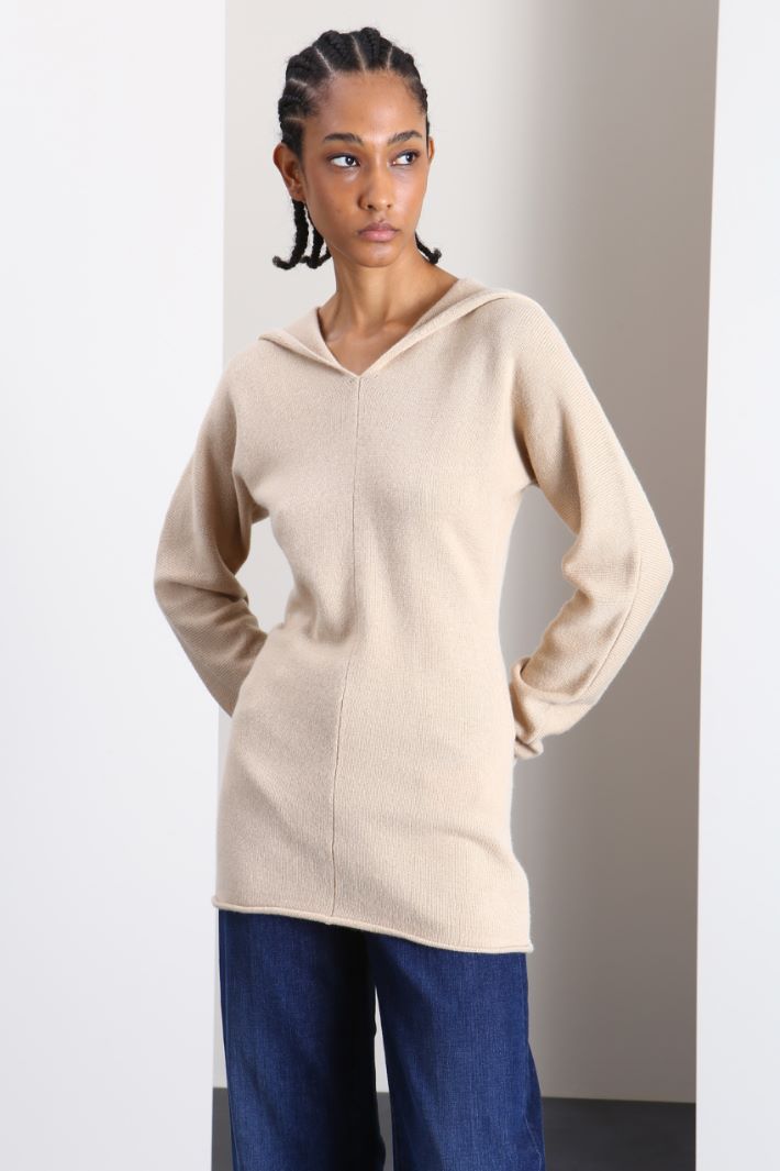 Maglia con cappuccio - SABBIA - Fashion Market - 3