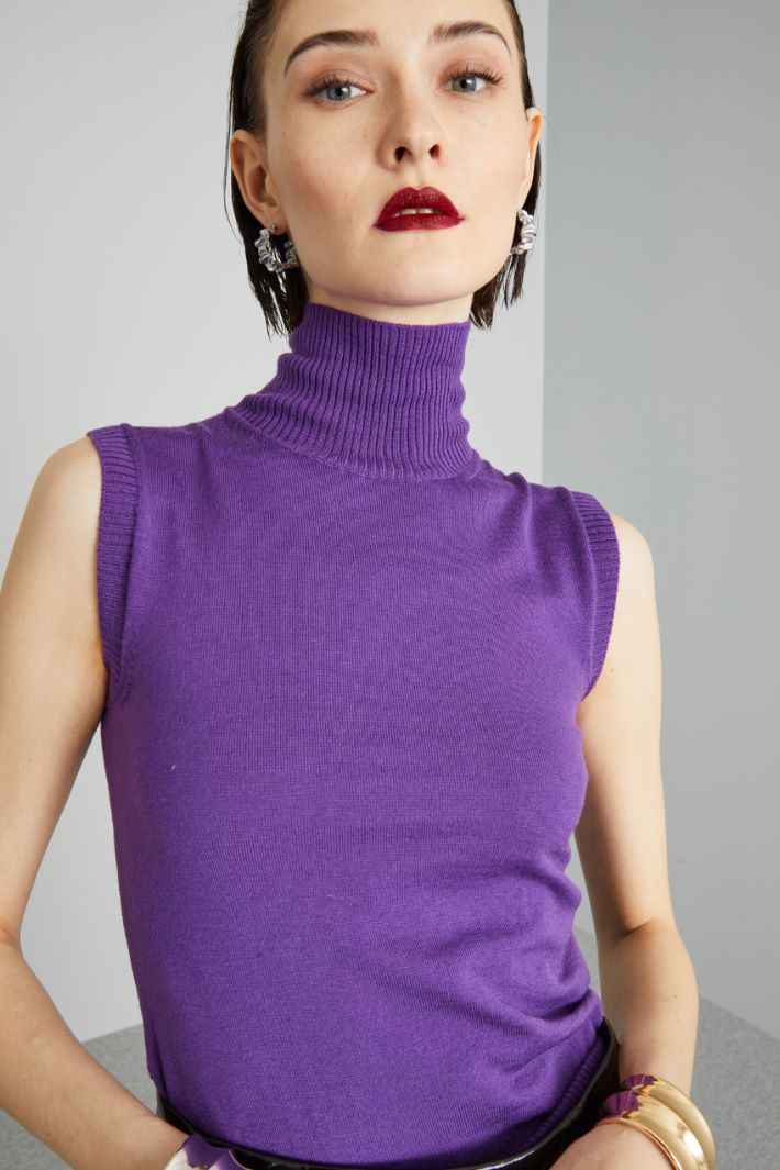 Dolcevita smanicato in lana - VIOLA - Fashion Market - 3
