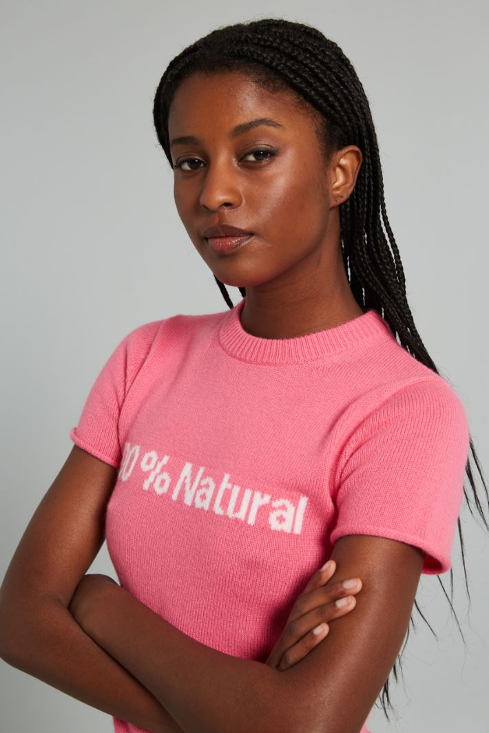 Maglia aderente a maniche corte - ROSA ACCESO BIANCO - Fashion Market - 3