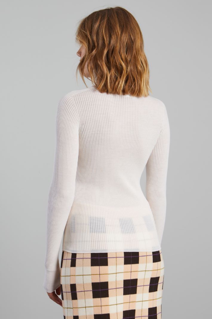 Maglia aderente a coste - BIANCO - Fashion Market - 4