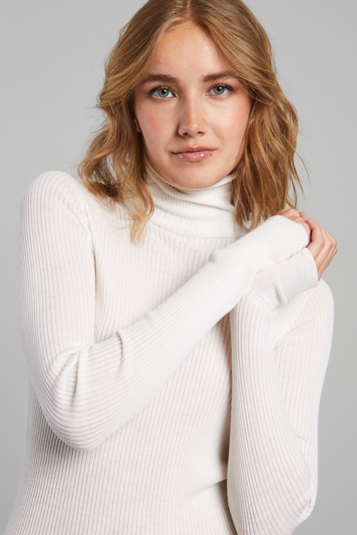 Maglia aderente a coste - BIANCO - Fashion Market - 3